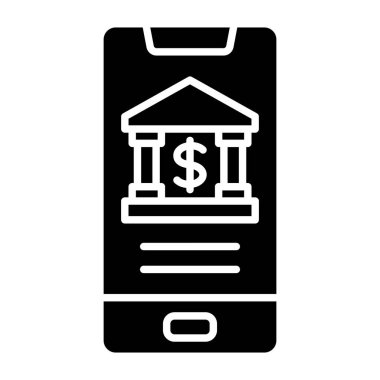Mobil Bankacılık vektör simgesi. Yazdırma, mobil ve web uygulamaları için kullanılabilir.