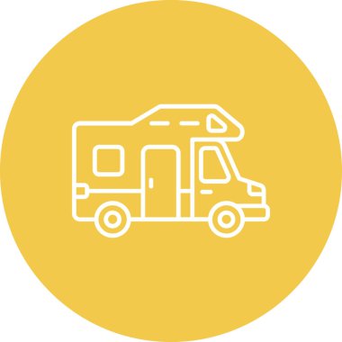 Kamp Van vektör simgesi. Yazdırma, mobil ve web uygulamaları için kullanılabilir.