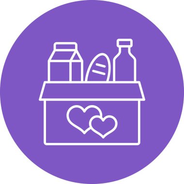 Yiyecek bağışı vektör ikonu. Yazdırma, mobil ve web uygulamaları için kullanılabilir.