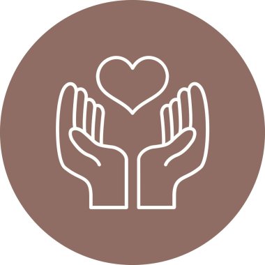 Kalp vektör simgesiyle el. Yazdırma, mobil ve web uygulamaları için kullanılabilir.