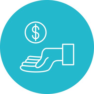 El ele tutuşan madeni para vektör simgesi. Yazdırma, mobil ve web uygulamaları için kullanılabilir.