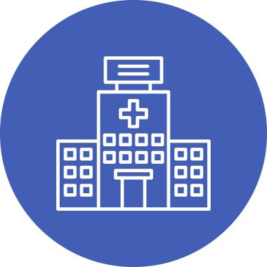 Hastane binası vektör ikonu. Yazdırma, mobil ve web uygulamaları için kullanılabilir.