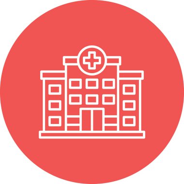 Hastane vektör ikonu. Yazdırma, mobil ve web uygulamaları için kullanılabilir.