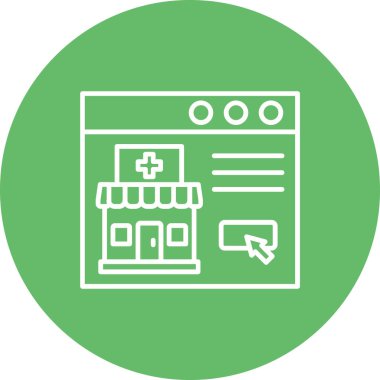 Çevrimiçi eczane vektör ikonu. Yazdırma, mobil ve web uygulamaları için kullanılabilir.