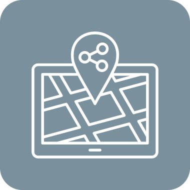 Konum vektör simgesini paylaş. Yazdırma, mobil ve web uygulamaları için kullanılabilir.