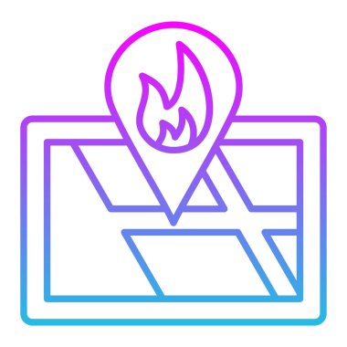 Konum vektör simgesini ateşle. Yazdırma, mobil ve web uygulamaları için kullanılabilir.