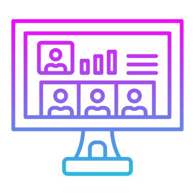 Çevrimiçi Buluşma vektör simgesi. Yazdırma, mobil ve web uygulamaları için kullanılabilir.