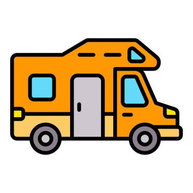 Kamp Van vektör simgesi. Yazdırma, mobil ve web uygulamaları için kullanılabilir.