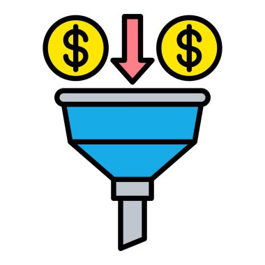 Satışlar Huni vektör simgesi. Yazdırma, mobil ve web uygulamaları için kullanılabilir.