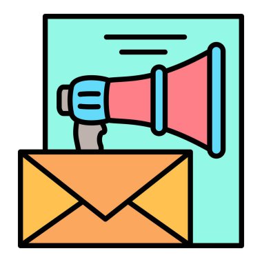 E- posta Pazarlama vektör simgesi. Yazdırma, mobil ve web uygulamaları için kullanılabilir.