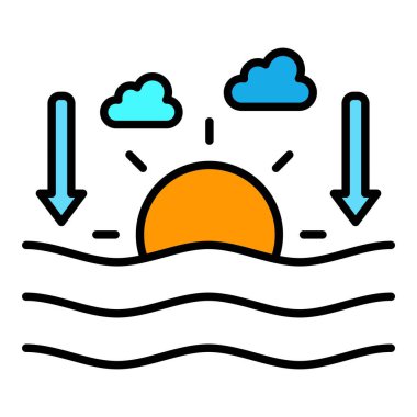 Gün batımı vektör simgesi. Yazdırma, mobil ve web uygulamaları için kullanılabilir.