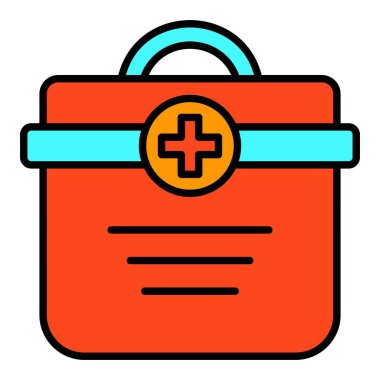 İlk Yardım Çantası vektör simgesi. Yazdırma, mobil ve web uygulamaları için kullanılabilir.