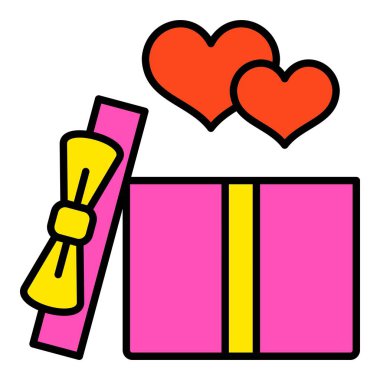 Hediye vektör simgesi. Yazdırma, mobil ve web uygulamaları için kullanılabilir.