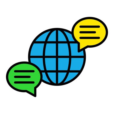 Küresel İletişim vektör simgesi. Yazdırma, mobil ve web uygulamaları için kullanılabilir.