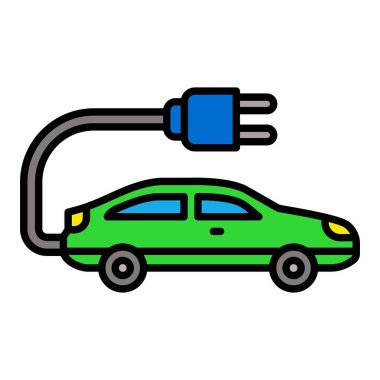 Elektrikli araba vektör simgesi. Yazdırma, mobil ve web uygulamaları için kullanılabilir.