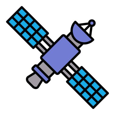 Uzay uydusu vektör simgesi. Yazdırma, mobil ve web uygulamaları için kullanılabilir.