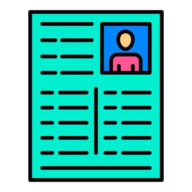 Müfredat Vitae vektör simgesi. Yazdırma, mobil ve web uygulamaları için kullanılabilir.