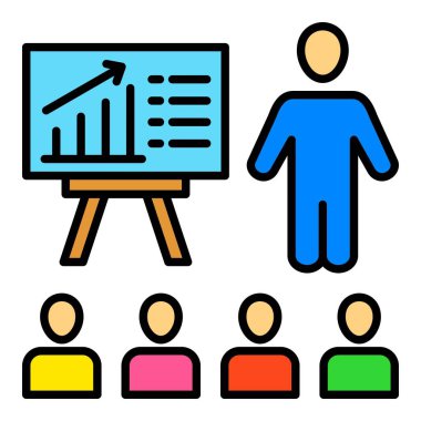 Sunum vektör simgesi. Yazdırma, mobil ve web uygulamaları için kullanılabilir.