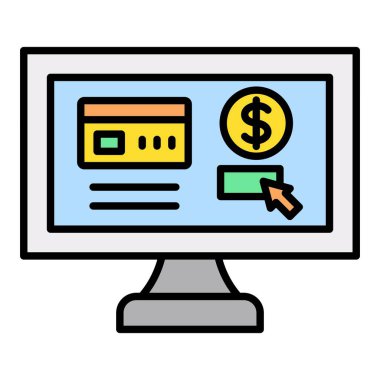 Çevrimiçi Ödeme vektör simgesi. Yazdırma, mobil ve web uygulamaları için kullanılabilir.