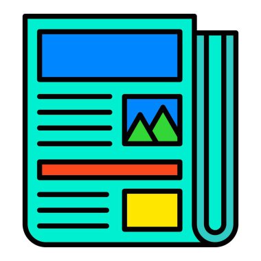 Gazete vektör simgesi. Yazdırma, mobil ve web uygulamaları için kullanılabilir.