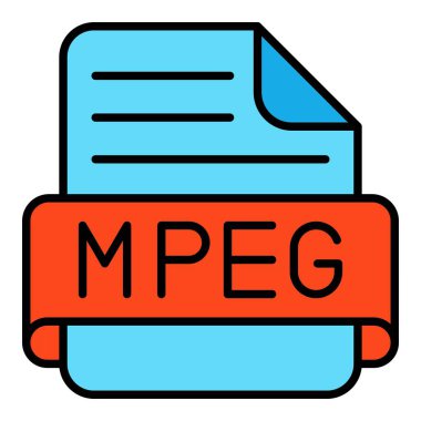 Mpeg vektör simgesi. Yazdırma, mobil ve web uygulamaları için kullanılabilir.