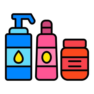 Tuvalet malzemeleri vektör simgesi. Yazdırma, mobil ve web uygulamaları için kullanılabilir.