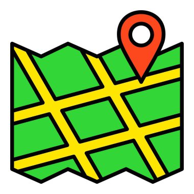 Haritalar ve konum vektör simgesi. Yazdırma, mobil ve web uygulamaları için kullanılabilir.