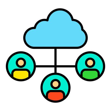 Bulut Paylaşımı vektör simgesi. Yazdırma, mobil ve web uygulamaları için kullanılabilir.