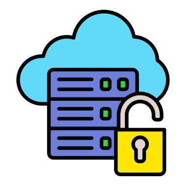 Güvenli olmayan sunucu vektör simgesi. Yazdırma, mobil ve web uygulamaları için kullanılabilir.