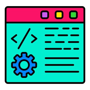 Web kodlama vektör simgesi. Yazdırma, mobil ve web uygulamaları için kullanılabilir.