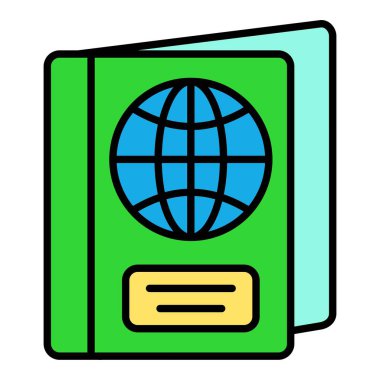 Pasaport vektör simgesi. Yazdırma, mobil ve web uygulamaları için kullanılabilir.