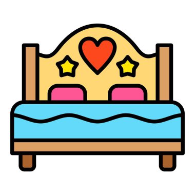 Çift yatak vektör simgesi. Yazdırma, mobil ve web uygulamaları için kullanılabilir.