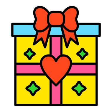 Hediye kutusu vektör simgesi. Yazdırma, mobil ve web uygulamaları için kullanılabilir.