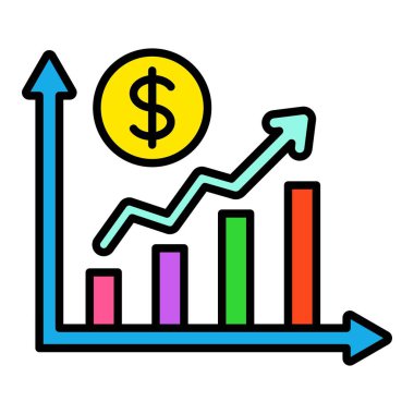 Profit Grafik vektör simgesi. Yazdırma, mobil ve web uygulamaları için kullanılabilir.