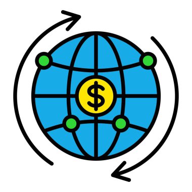 Dünya çapında vektör simgesi. Yazdırma, mobil ve web uygulamaları için kullanılabilir.