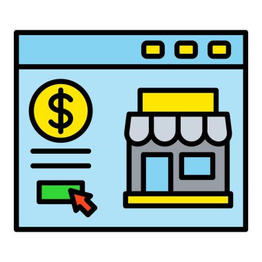 Çevrimiçi Depo vektör simgesi. Yazdırma, mobil ve web uygulamaları için kullanılabilir.