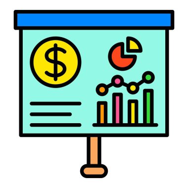 Sunum vektör simgesi. Yazdırma, mobil ve web uygulamaları için kullanılabilir.