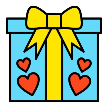 Hediye kutusu vektör simgesi. Yazdırma, mobil ve web uygulamaları için kullanılabilir.