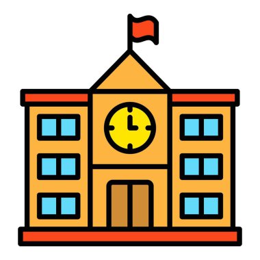 Okul vektör simgesi. Yazdırma, mobil ve web uygulamaları için kullanılabilir.