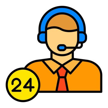 24 Saat Destek Vektör simgesi. Yazdırma, mobil ve web uygulamaları için kullanılabilir.