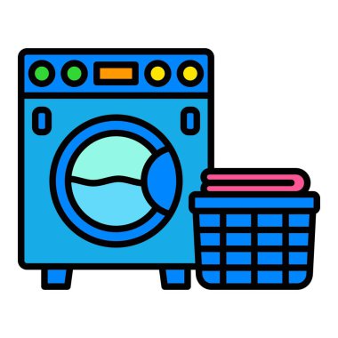 Çamaşır yıkama vektör simgesi. Yazdırma, mobil ve web uygulamaları için kullanılabilir.