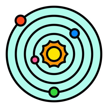 Güneş Sistemi vektör simgesi. Yazdırma, mobil ve web uygulamaları için kullanılabilir.