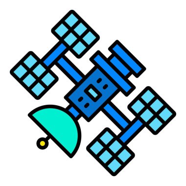 Uzay İstasyonu vektör simgesi. Yazdırma, mobil ve web uygulamaları için kullanılabilir.