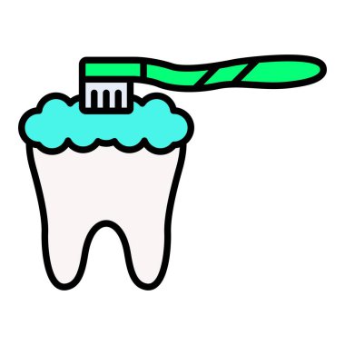 Diş fırçalama vektör simgesi. Yazdırma, mobil ve web uygulamaları için kullanılabilir.