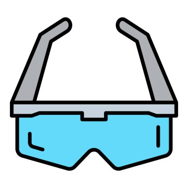 Güvenlik Gözlüğü vektör simgesi. Yazdırma, mobil ve web uygulamaları için kullanılabilir.