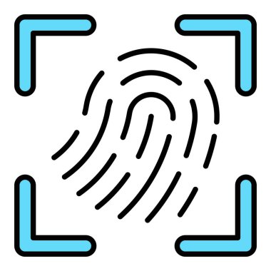 Parmak izi tarama vektör simgesi. Yazdırma, mobil ve web uygulamaları için kullanılabilir.