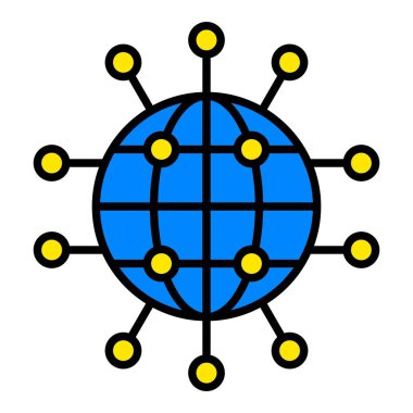 Küresel vektör simgesi. Yazdırma, mobil ve web uygulamaları için kullanılabilir.