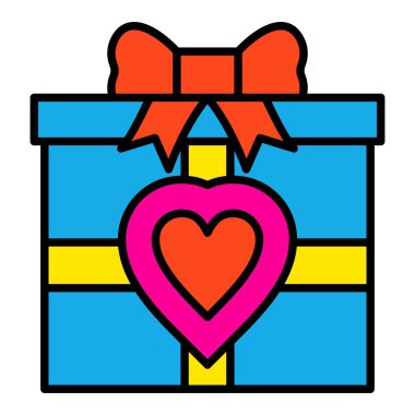 Hediye vektör simgesi. Yazdırma, mobil ve web uygulamaları için kullanılabilir.