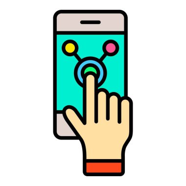 Ekran vektör simgesine dokun. Yazdırma, mobil ve web uygulamaları için kullanılabilir.