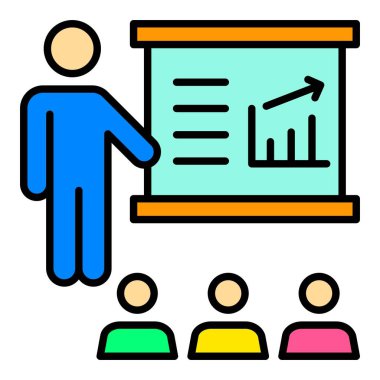 Sunum vektör simgesi. Yazdırma, mobil ve web uygulamaları için kullanılabilir.